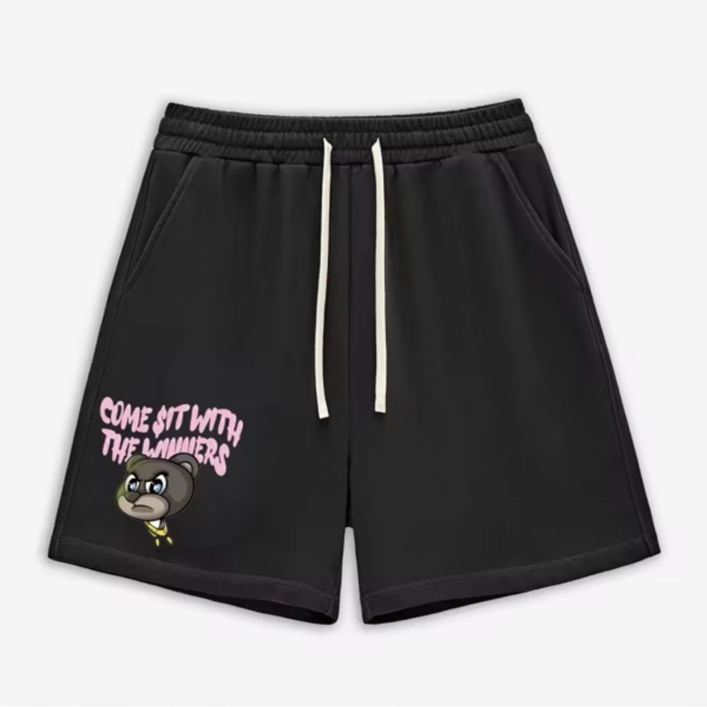 Winning Team Couture luxurious tech fleece black Shorts with Graphic Design.
